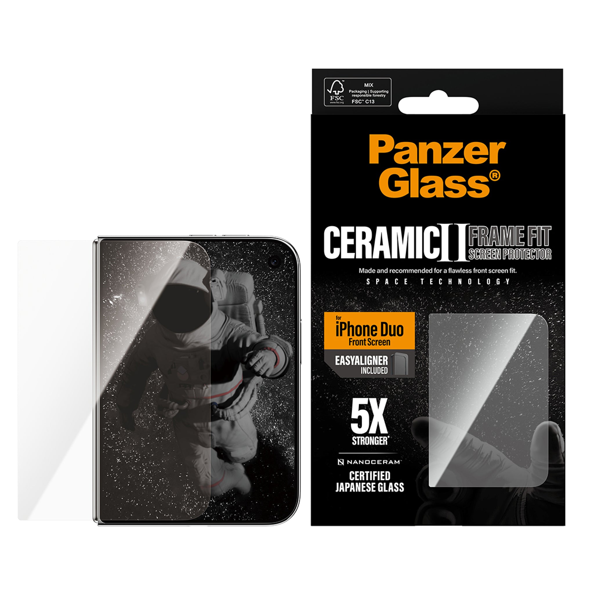 PanzerGlass® Ceramic Front Screen Protector iPhone Duo | FRAME FIT w. EasyAligner